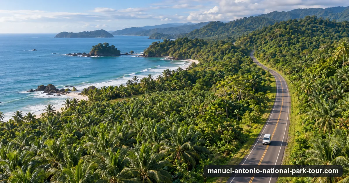 The coastal highway on Costa Rica's central Pacific running between palm plantations and green hills
